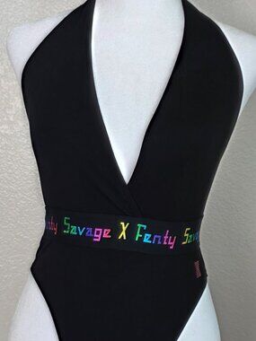 SAVAGE X FENTY Forever Savage Bodysuit Black/Rainbow Logo
